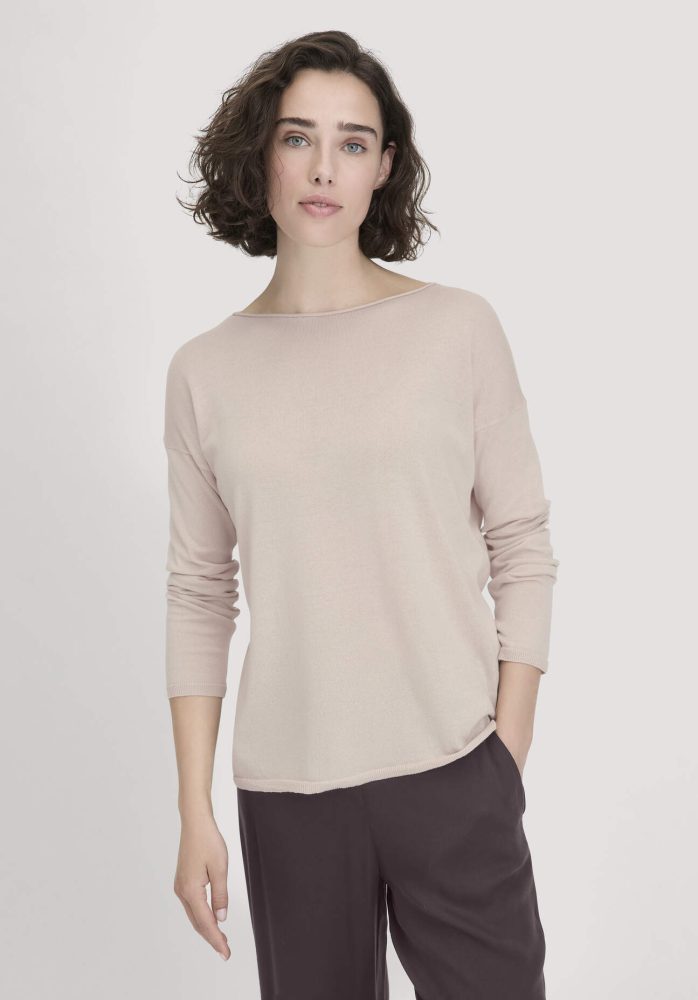 hessnatur Damen Strick Pullover Oversize aus TENCEL™ Lyocell mit Bio-Baumwolle - beige GrösseM