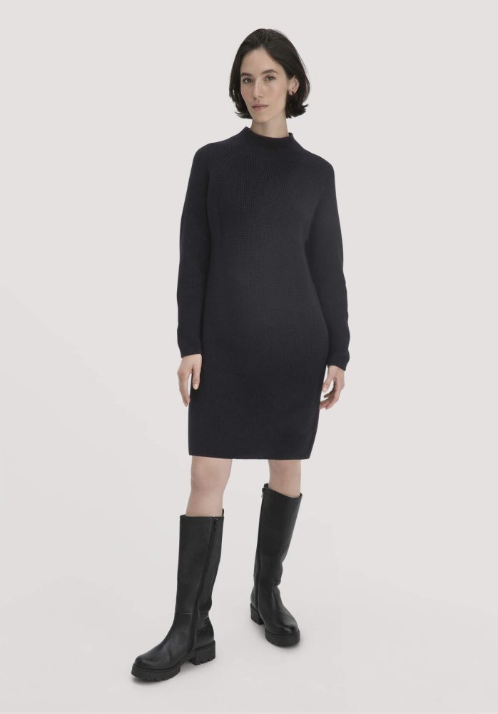 hessnatur Damen Strick Kleid Regular aus Bio-Baumwolle - schwarz GrösseXS