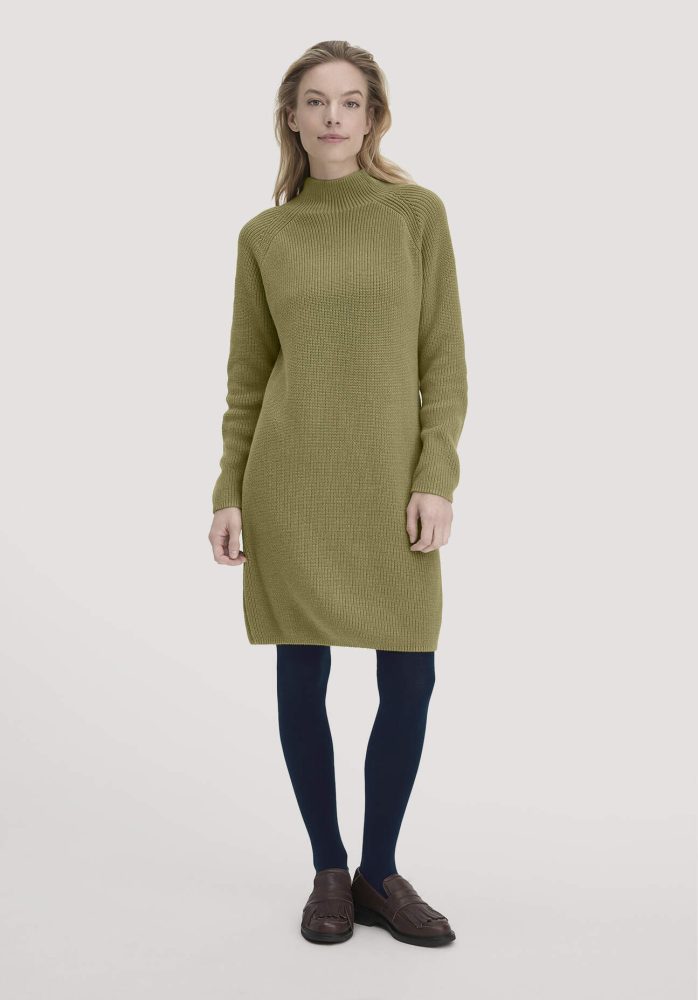 hessnatur Damen Strick Kleid Regular aus Bio-Baumwolle - grün GrösseXL