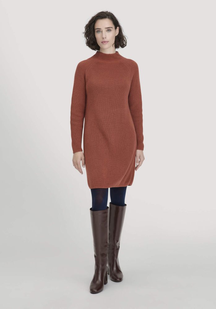 hessnatur Damen Strick Kleid Regular aus Bio-Baumwolle - braun GrösseXL