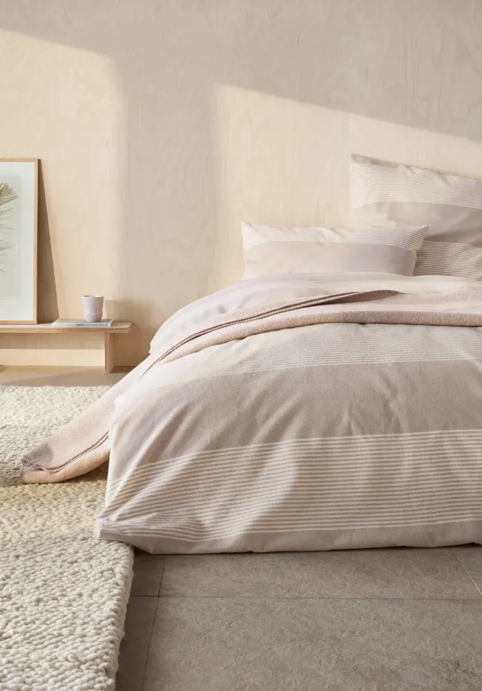 hessnatur Biber Bettwäsche-Set SEON aus Bio-Baumwolle - beige Grösse155x220 / 40x80 cm