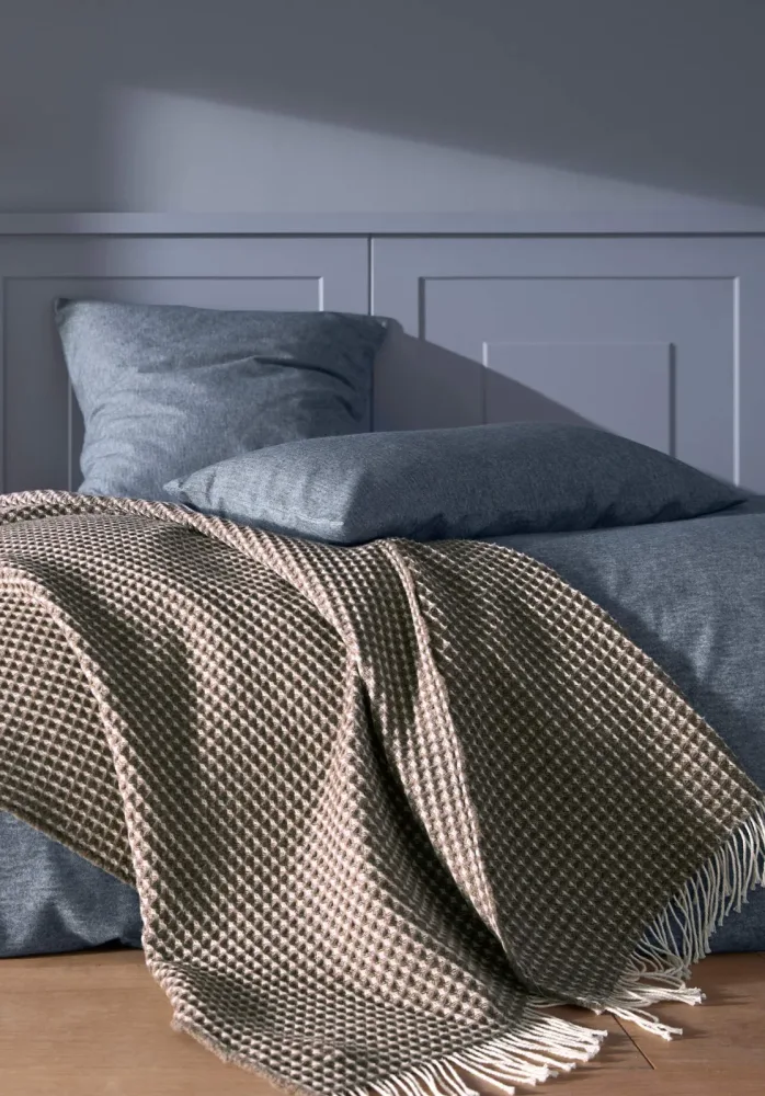 hessnatur Flanell Bettwäsche-Set XABI aus Bio-Baumwolle - blau Grösse155x220 / 80x80 cm