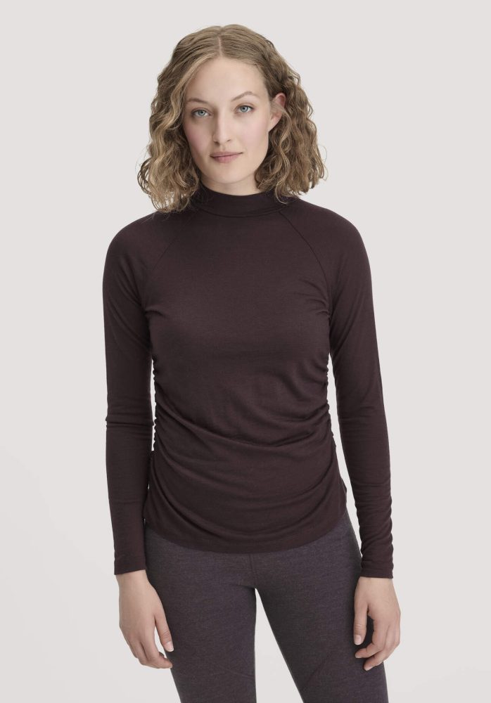 hessnatur Loungewear Shirt Langarm Slim ACTIVE FUNCTIONAL aus Bio-Merinowolle und TENCEL™ Lyocell - braun Grösse46