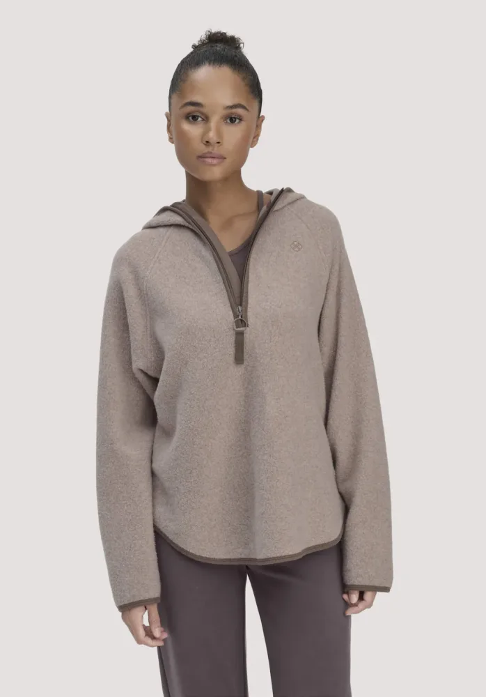 hessnatur Loungewear Fleece Hoodie Relaxed ACTIVE LIGHT aus Bio-Baumwolle - beige GrösseM