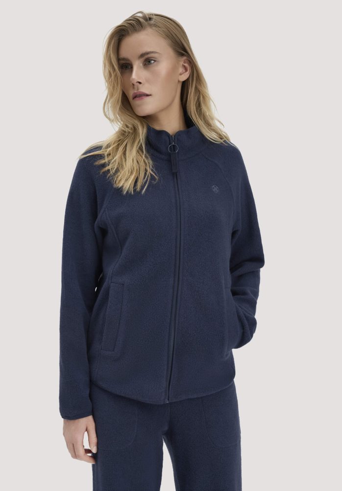 hessnatur Loungewear Fleece Jacke Relaxed ACTIVE LIGHT aus Bio-Baumwolle - blau GrösseXL