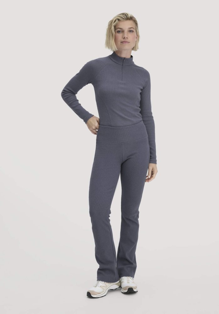 hessnatur Loungewear Rib Leggings High Waist BETTER RECYCLING aus Bio-Baumwolle - blau GrösseXL