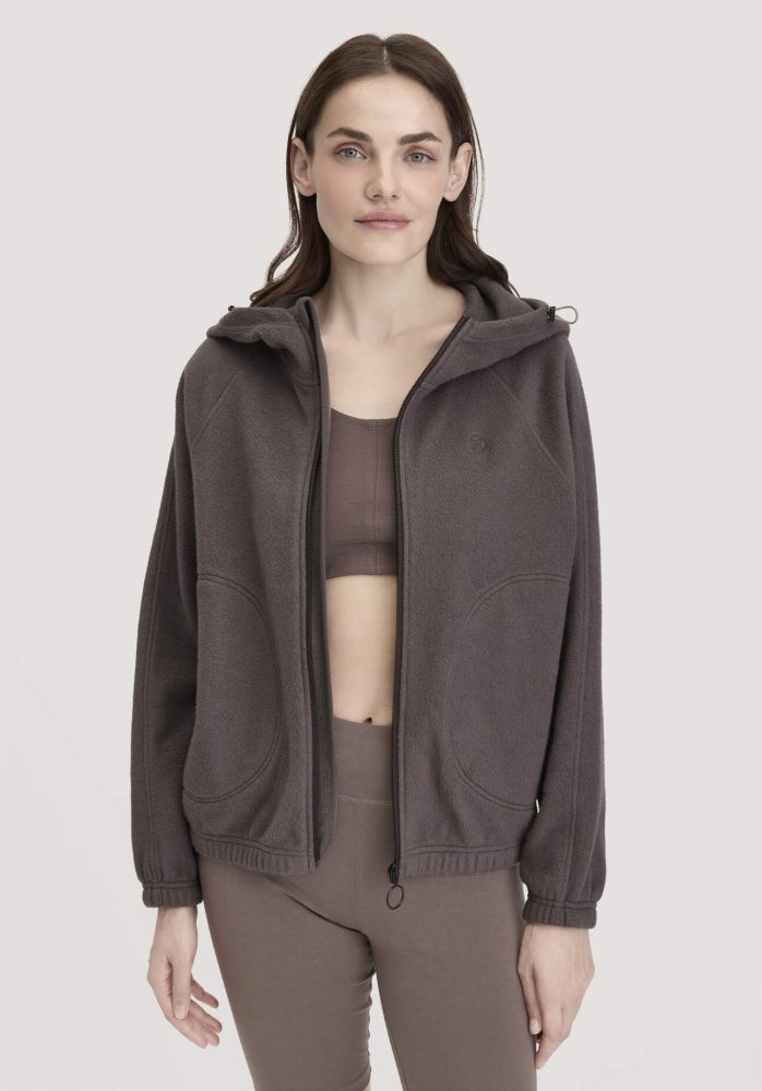 hessnatur Loungewear Softfleece Jacke Oversize ACTIVE COMFORT aus Bio-Baumwolle - lila GrösseXL