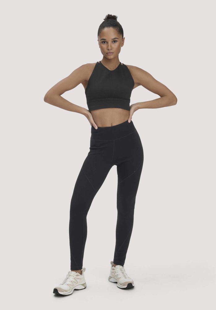 hessnatur Loungewear Leggings Medium Cut ACTIVE FUNCTIONAL aus Bio-Merinowolle und Bio-Baumwolle - schwarz GrösseS