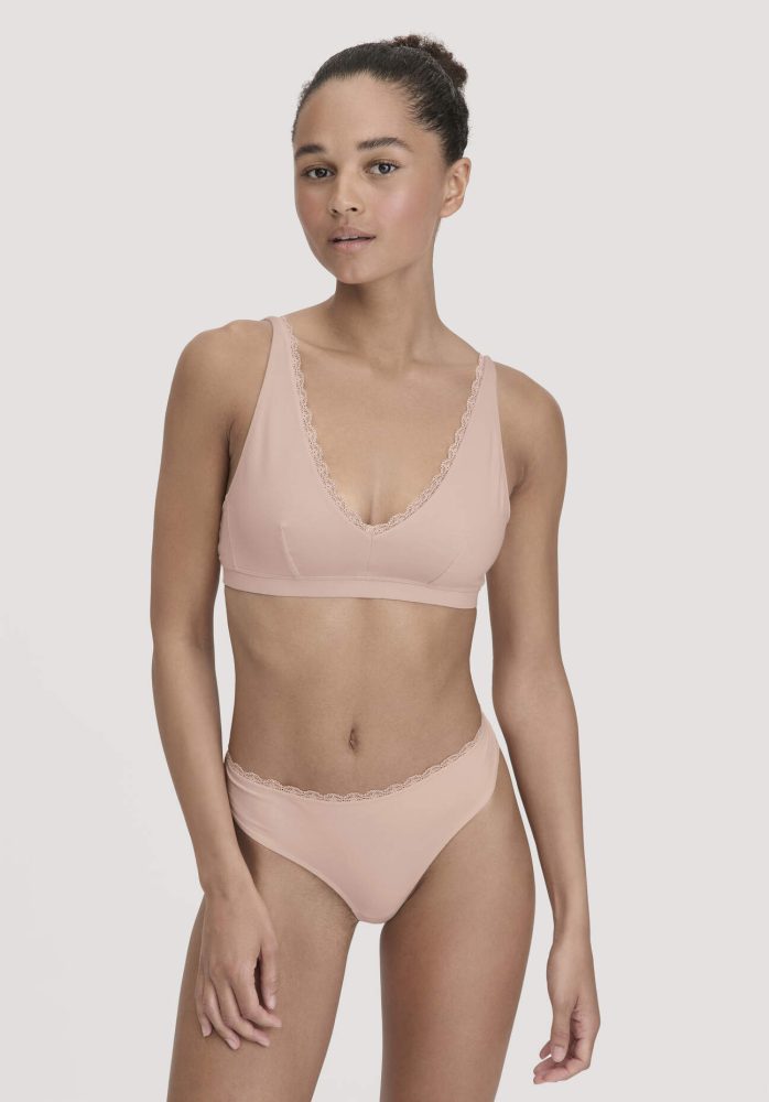 hessnatur Damen Bustier COTTON FEEL LACE aus Bio-Baumwolle - rosa Grösse38
