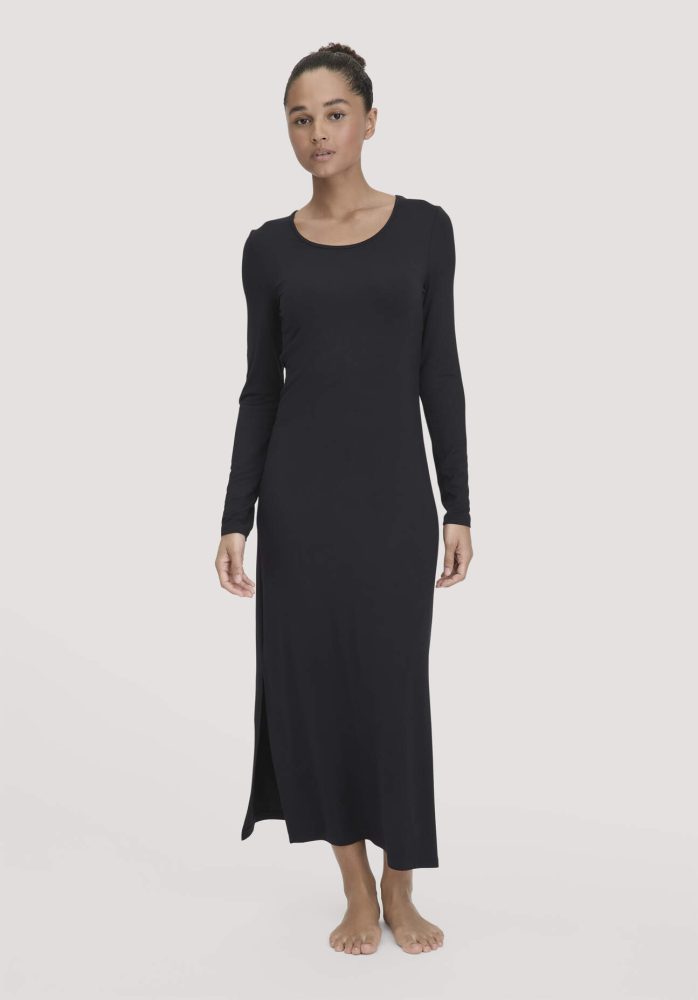 hessnatur Damen Nachthemd PURE FLOW aus TENCEL™ Modal - schwarz Grösse42
