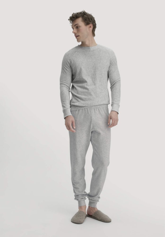hessnatur Herren Frottee Schlafhose PURE COTTON aus Bio-Baumwolle - grau Grösse50