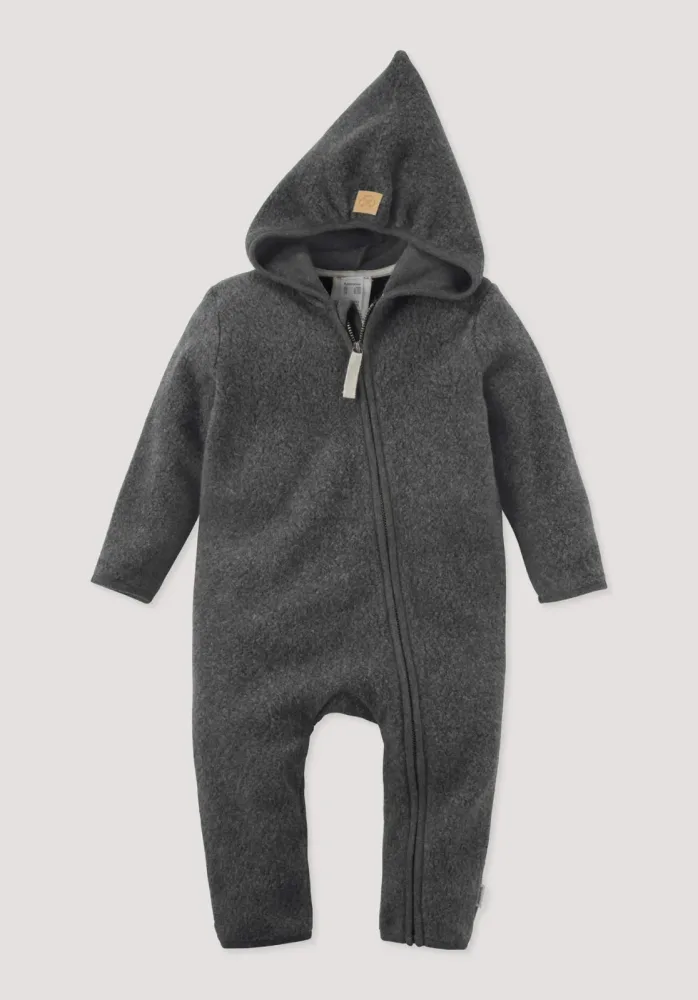 hessnatur Baby Fleece Overall aus Bio-Baumwolle - grau Grösse74/80