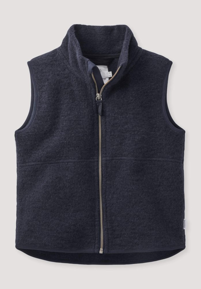 hessnatur Kinder Wollfleece Weste aus Bio-Merinowolle - blau Grösse158/164