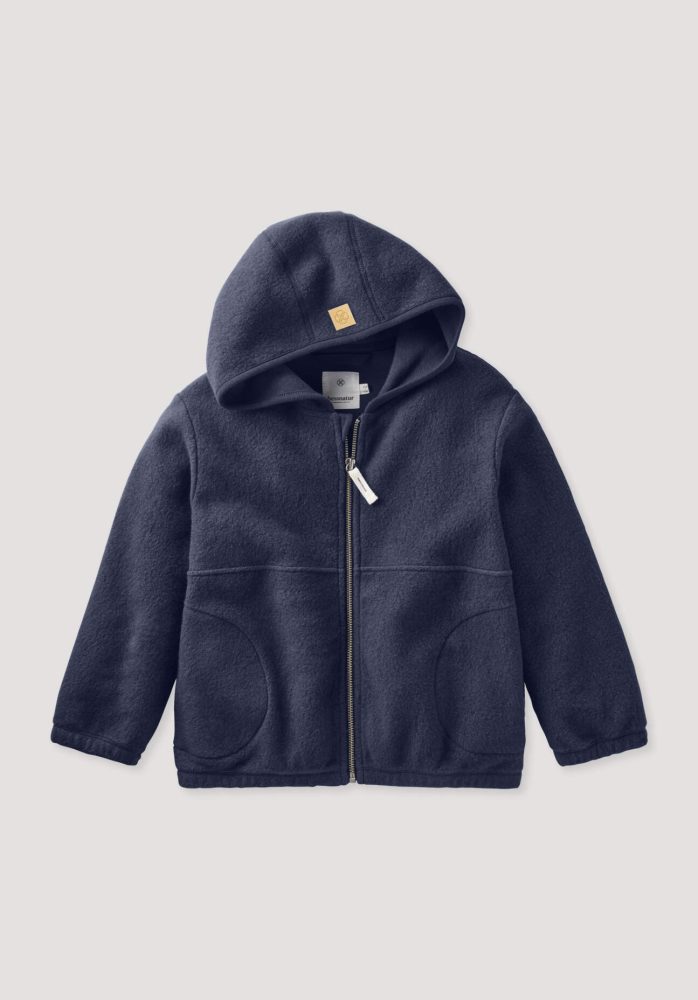 hessnatur Kinder Fleece Jacke Regular aus Bio-Baumwolle - blau Grösse134/140