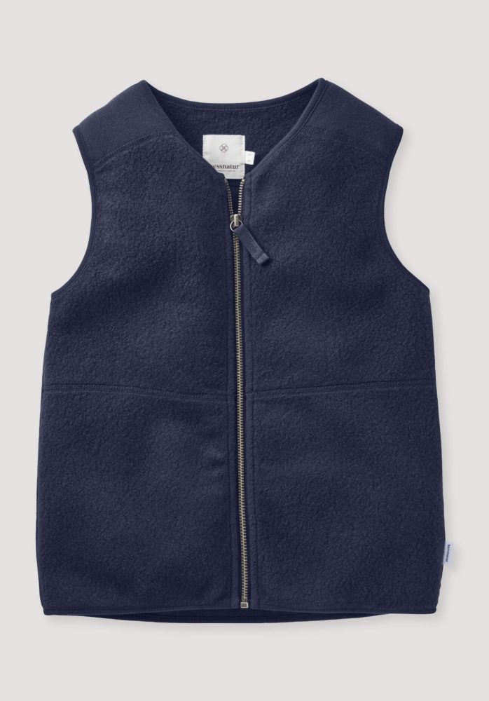 hessnatur Kinder Fleece Weste aus Bio-Baumwolle - blau Grösse146/152