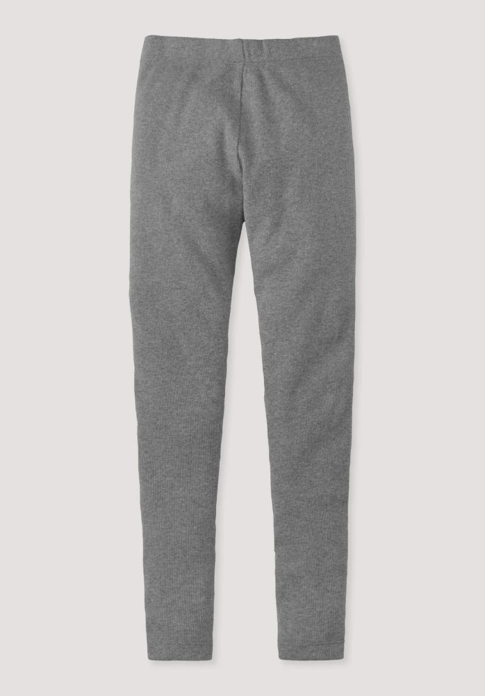 hessnatur Kinder Rib Leggings aus Bio-Baumwolle - grau Grösse134/140