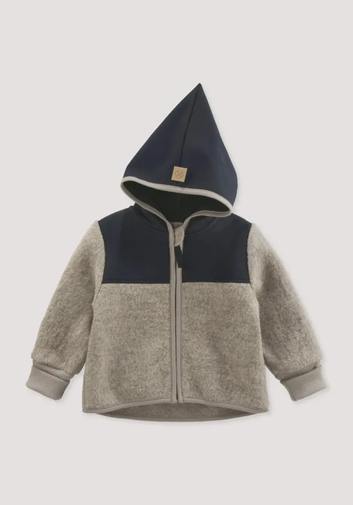 hessnatur Baby Wollwalk Jacke aus Bio-Merinowolle mit Softshell - grau Grösse86/92