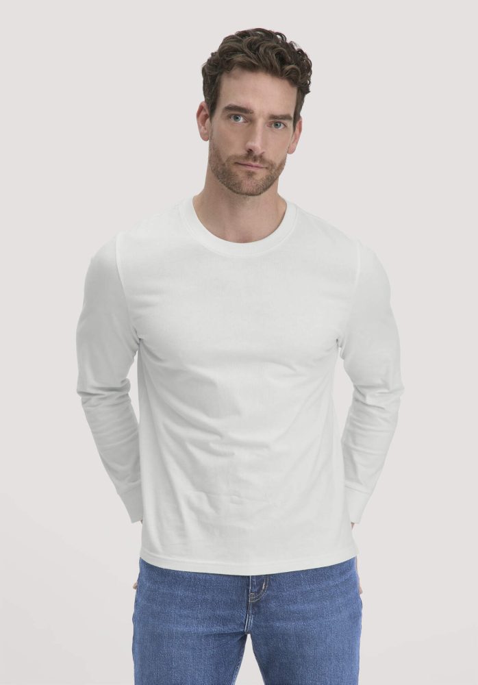 hessnatur Herren Heavy Jersey Longsleeve Relaxed aus Bio-Baumwolle - weiß Grösse48