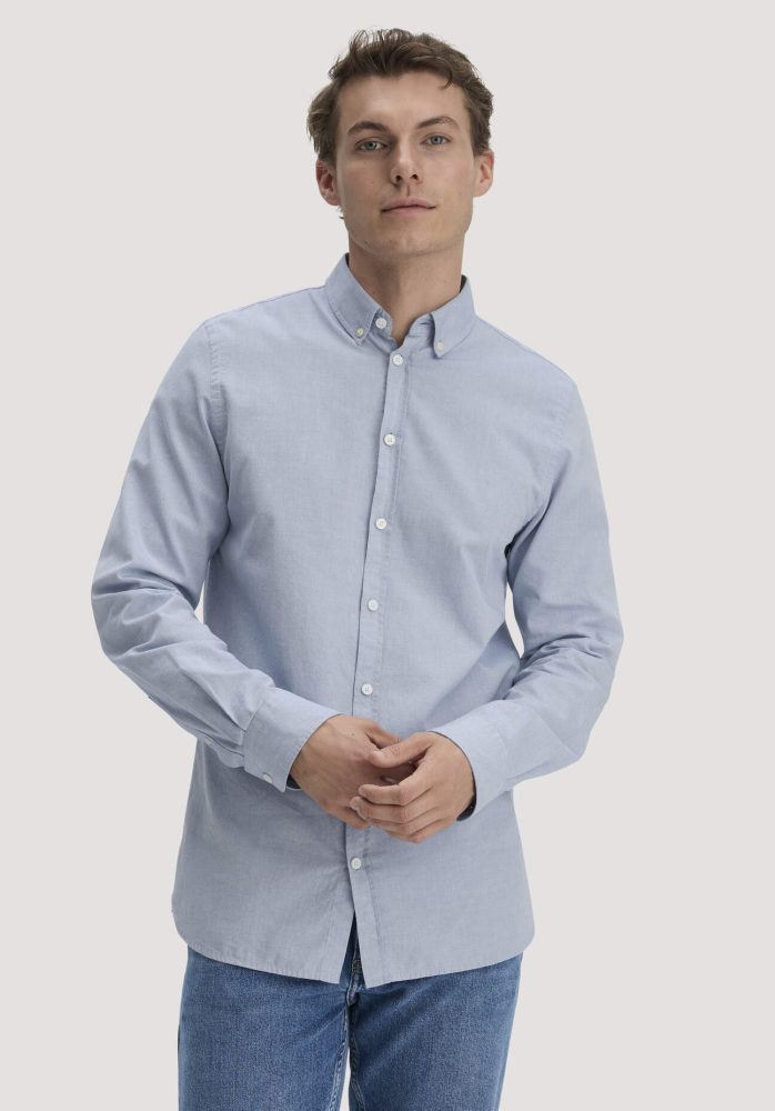 hessnatur Herren Oxford Hemd Regular aus Bio-Baumwolle - blau GrösseL (41/42)