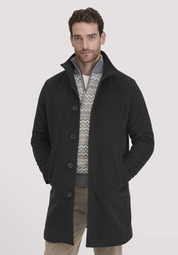 hessnatur Herren Wollmantel Regular aus Bio-Schurwolle - grau Grösse50