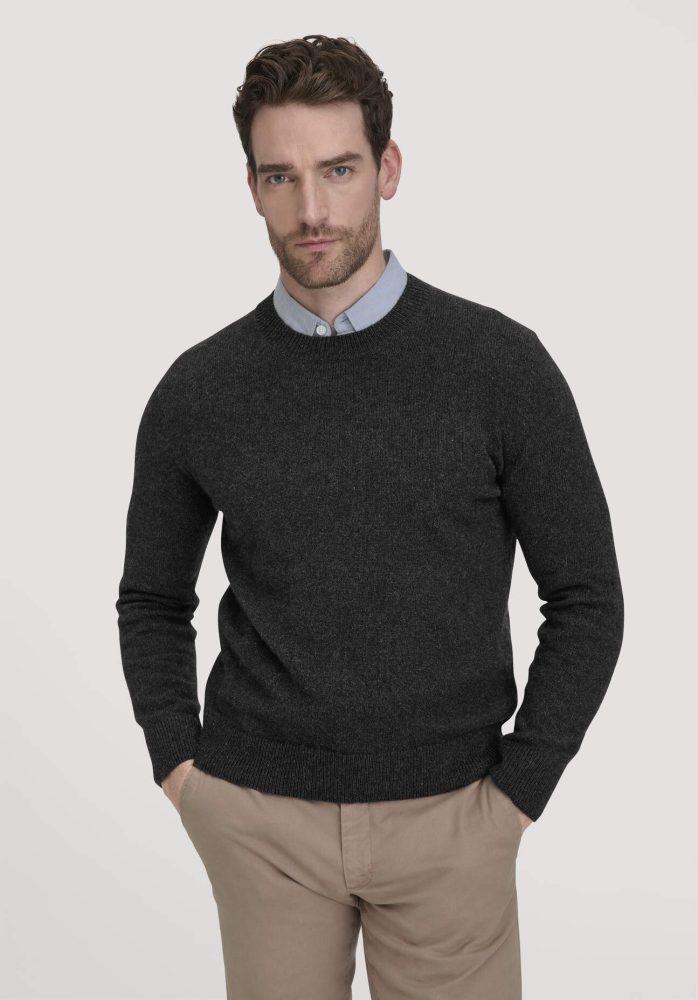 hessnatur Herren Strick Pullover Regular aus Bio-Merinowolle mit Bio-Baumwolle - grau GrösseXXL