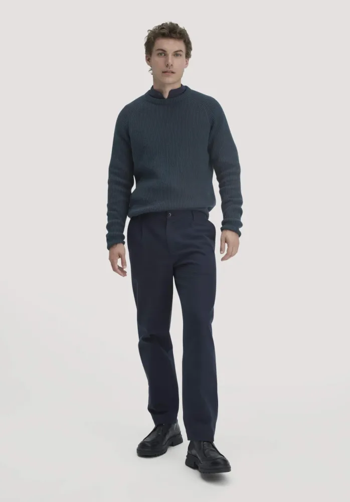 hessnatur Herren Chino RON Relaxed aus Bio-Baumwolle - blau - Größe 34/34