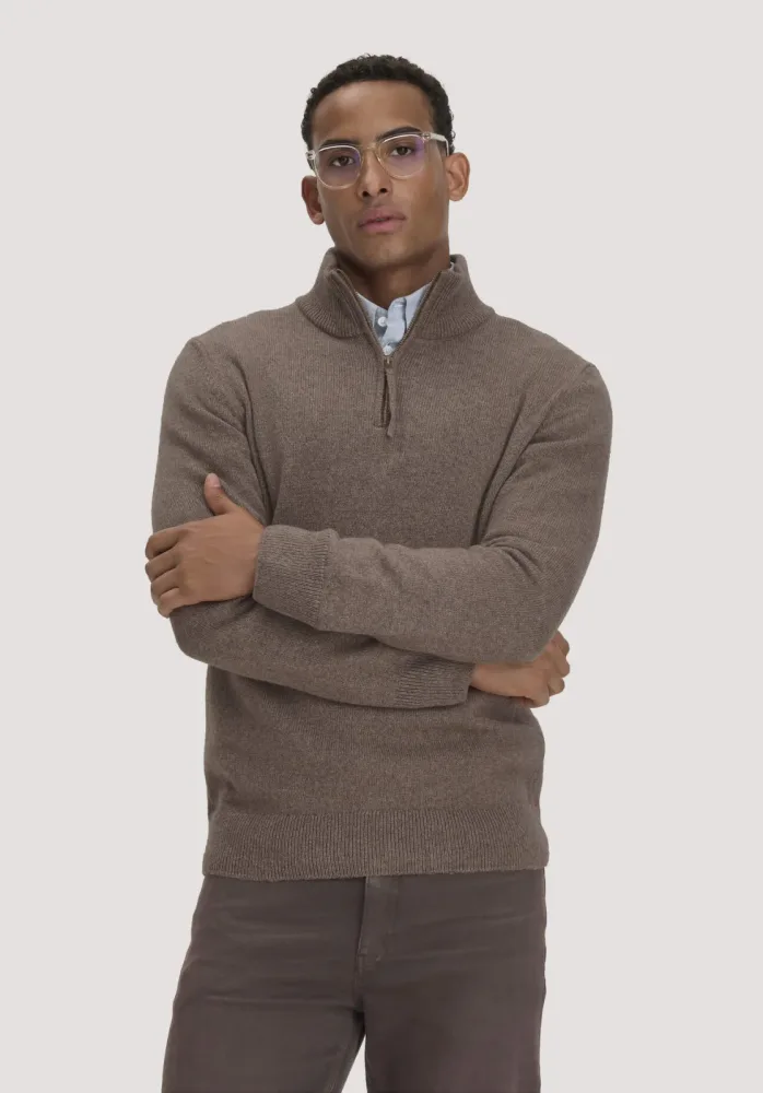 hessnatur Herren Strick Troyer Regular aus Bio-Merinowolle mit Bio-Baumwolle - braun GrösseS