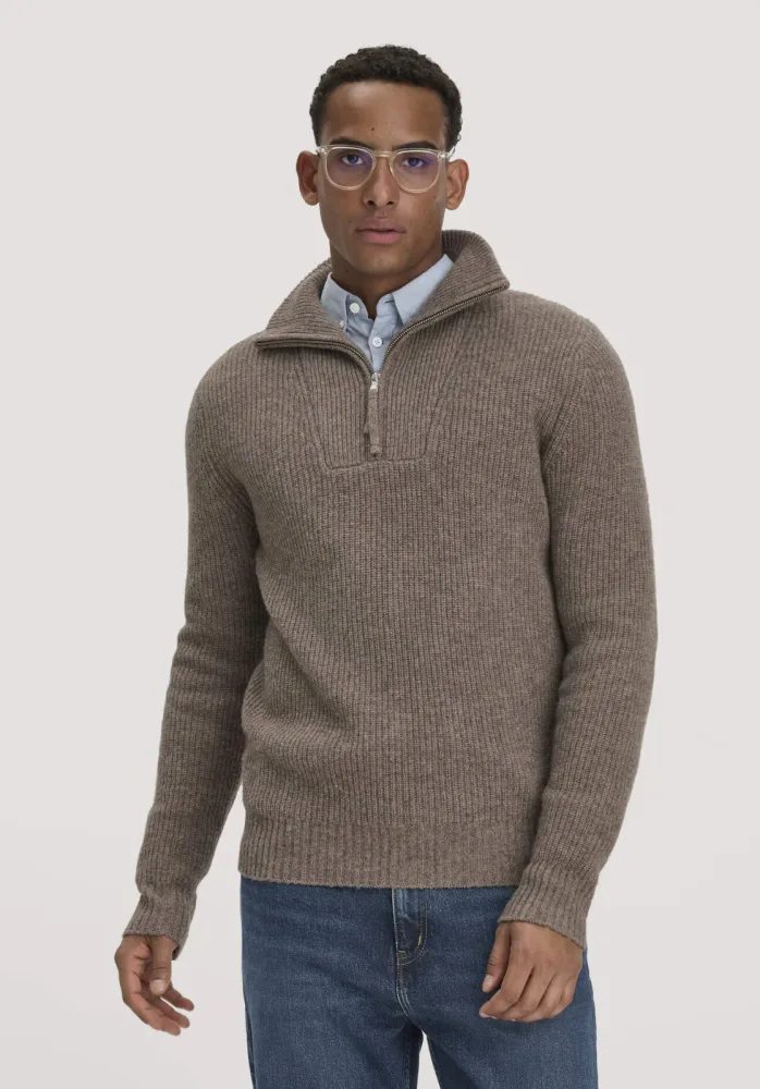 hessnatur Herren Strick Troyer Regular aus Yak- und Schurwolle - beige - Größe XXL