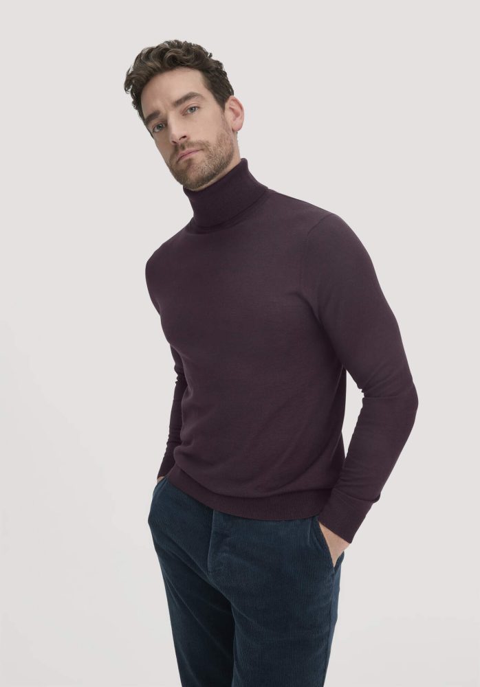 hessnatur Herren Strick Rollkragen Pullover Regular aus Bio-Merinowolle - braun GrösseXXL