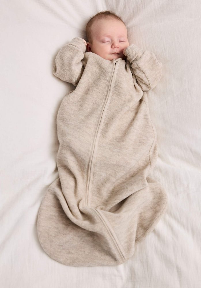 hessnatur Baby Wollfrottee Schlafsack aus Bio-Merinowolle - beige Grösse110 cm