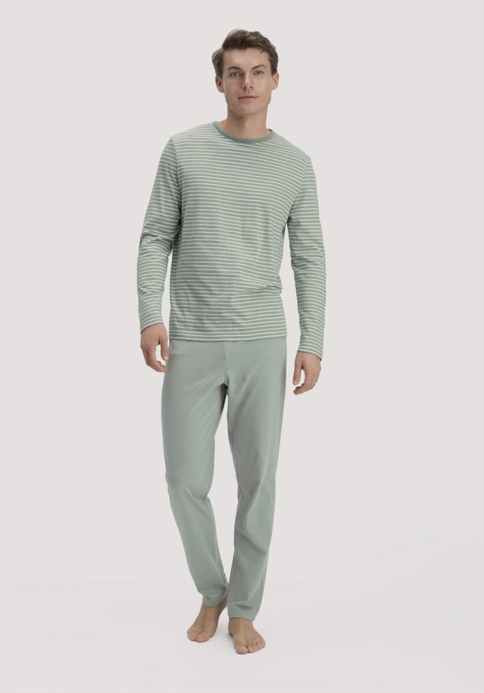 hessnatur Herren Pyjama PURE COTTON aus Bio-Baumwolle - grün Grösse48