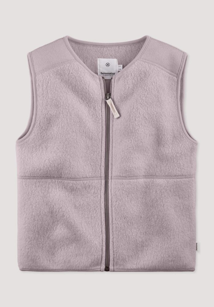hessnatur Kinder Fleece Weste aus Bio-Baumwolle - rosa Grösse146/152