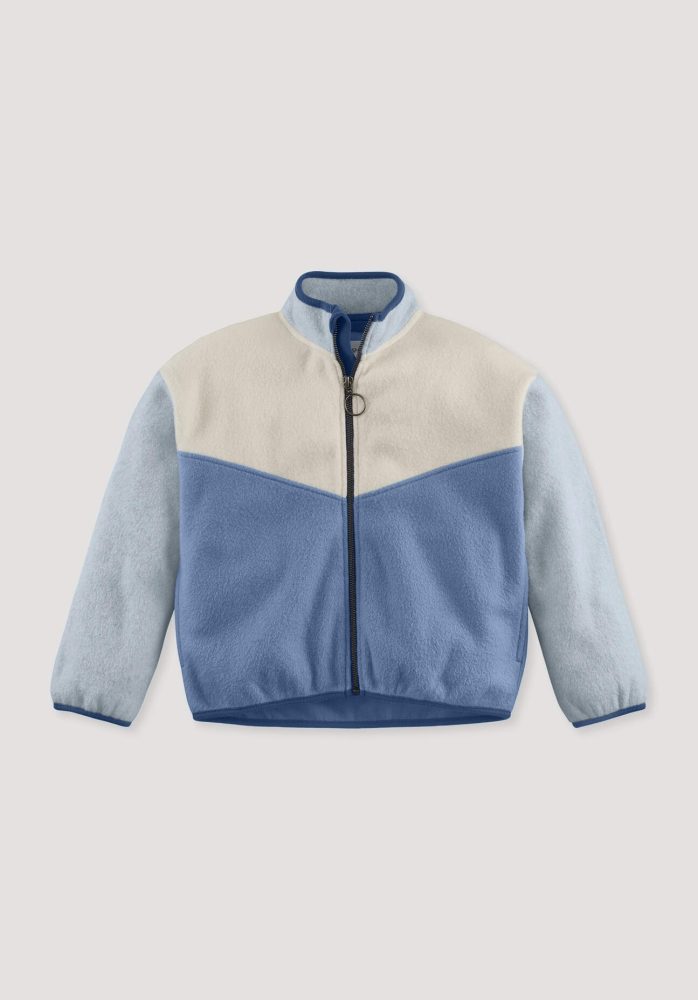 hessnatur Kinder Softfleece Jacke aus Bio-Baumwolle - blau Grösse158/164