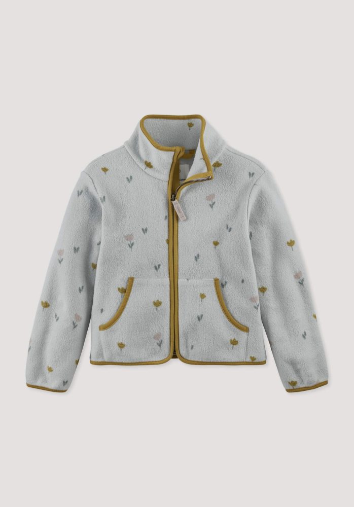 hessnatur Kinder Fleece Jacke aus Bio-Baumwolle - grau Grösse122/128