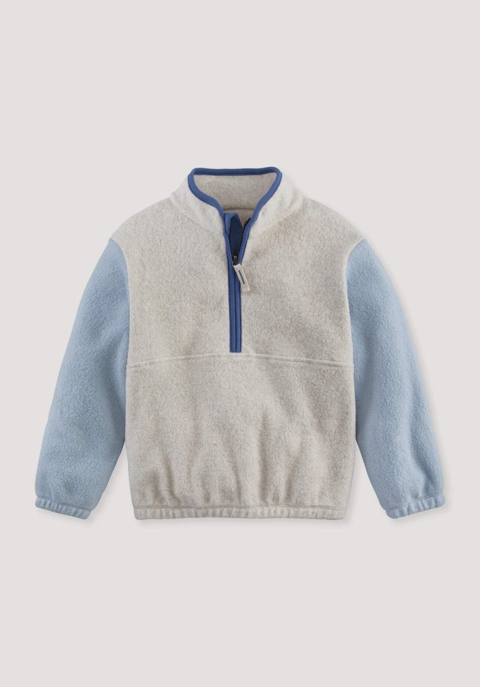 hessnatur Kinder Fleece Sweatshirt aus Bio-Baumwolle - blau Grösse110/116