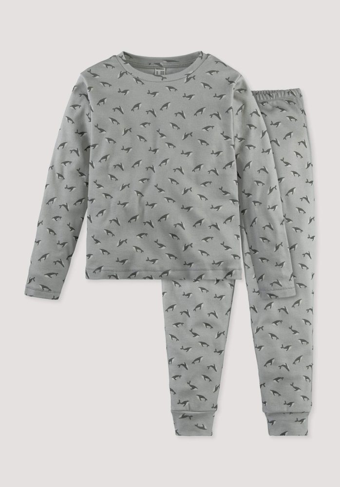 hessnatur Kinder Pyjama aus Bio-Baumwolle - grau Grösse122/128