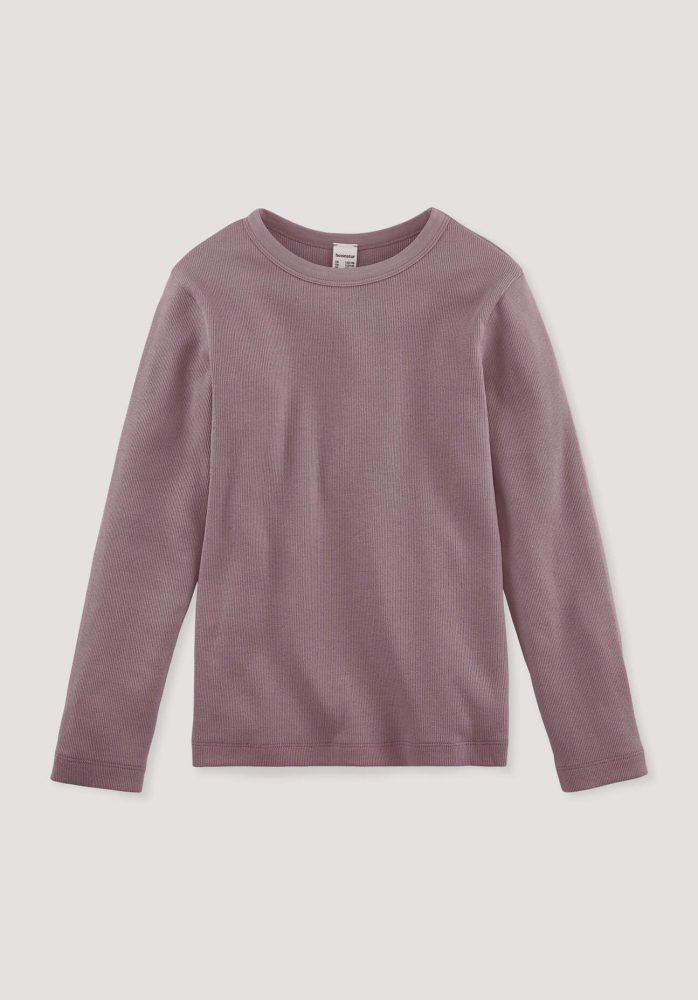 hessnatur Kinder Rib Shirt aus Bio-Baumwolle - lila Grösse122/128