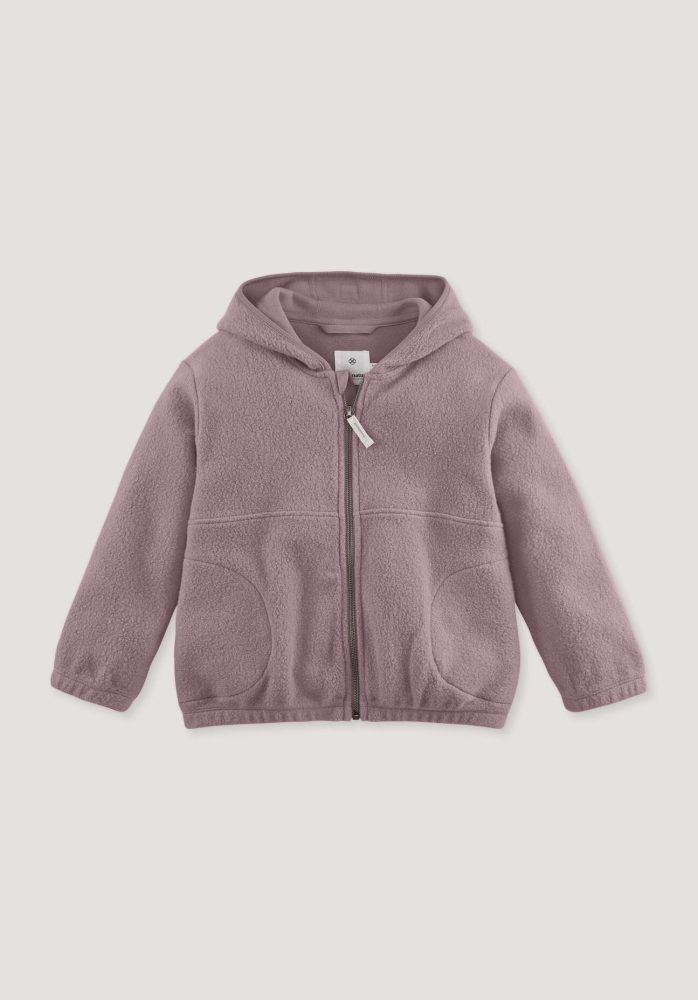 hessnatur Kinder Fleece Jacke Regular aus Bio-Baumwolle - lila Grösse134/140