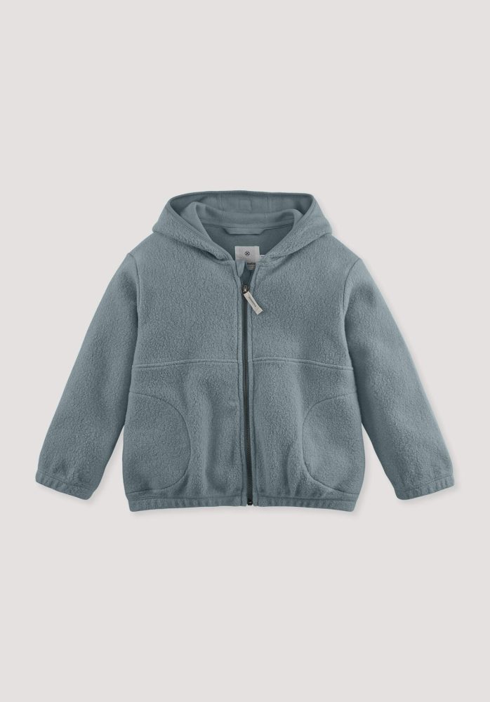 hessnatur Kinder Fleece Jacke Regular aus Bio-Baumwolle - blau Grösse146/152