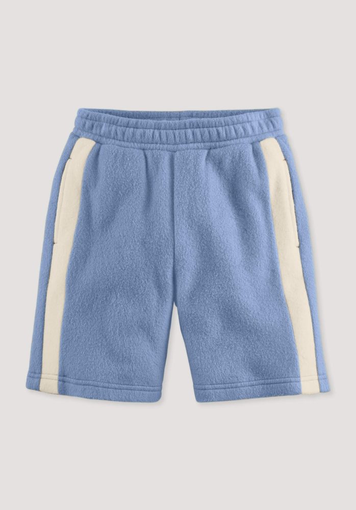 hessnatur Kinder Fleece Shorts aus Bio-Baumwolle - blau Grösse110/116