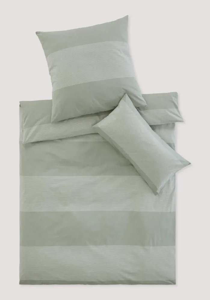 hessnatur Renforcé Bettwäsche-Set RENA aus Bio-Baumwolle - grün Grösse155x220 / 80x80 cm