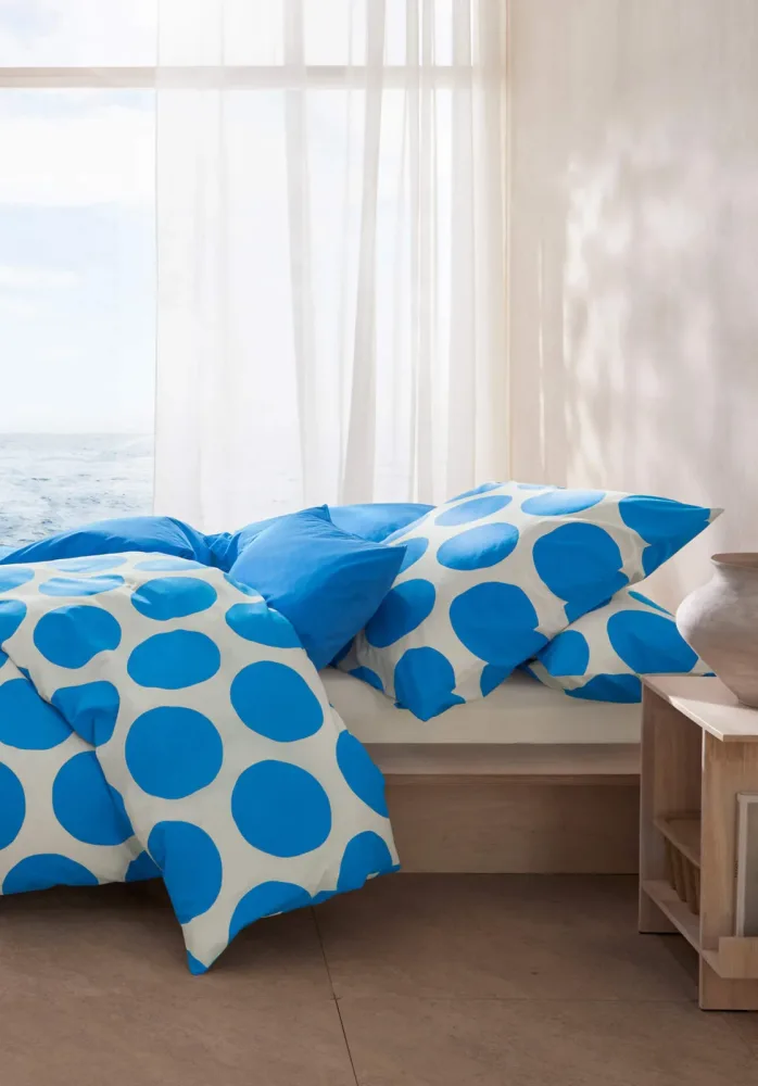 hessnatur Renforcé Bettwäsche Set BOLLO aus Bio-Baumwolle - blau - Größe 135x200 / 80x80 cm