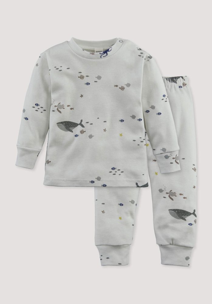 hessnatur Baby Pyjama aus Bio-Baumwolle - grau Grösse62/68