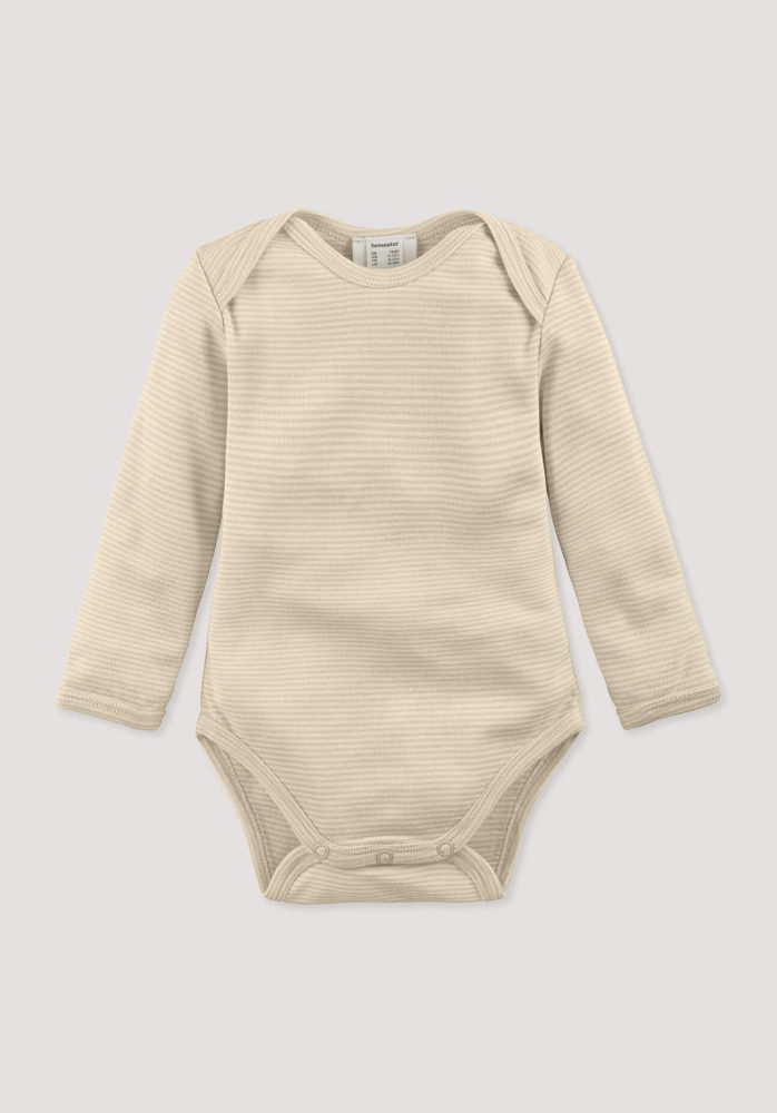hessnatur Baby Body Langarm aus Bio-Merinowolle mit Seide - beige Grösse98/104
