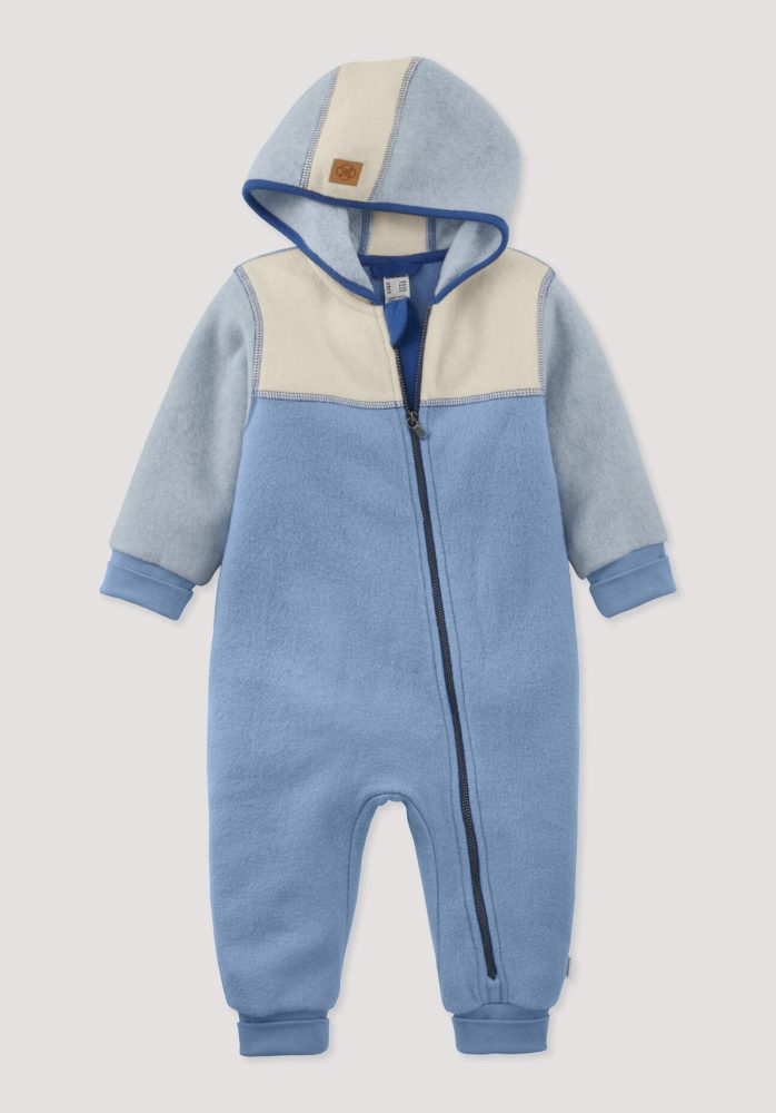 hessnatur Baby Softfleece Overall aus Bio-Baumwolle - blau Grösse62/68