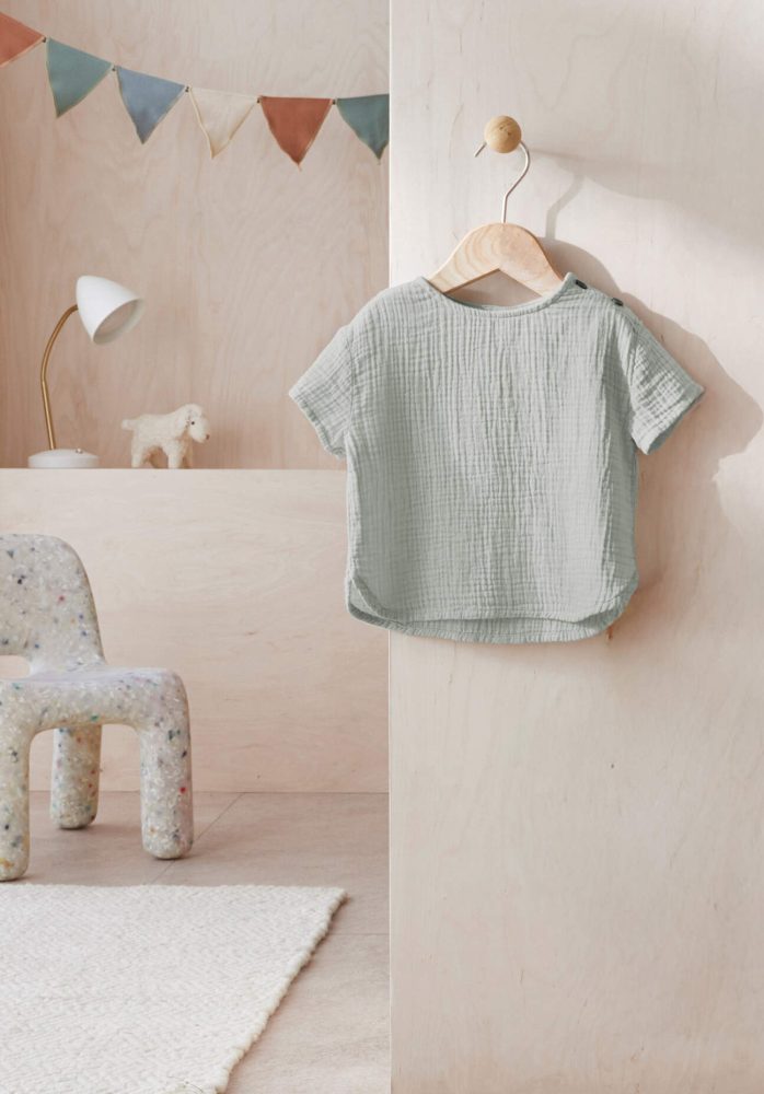 hessnatur Baby Musselin Shirt aus Bio-Baumwolle - grau Grösse74/80