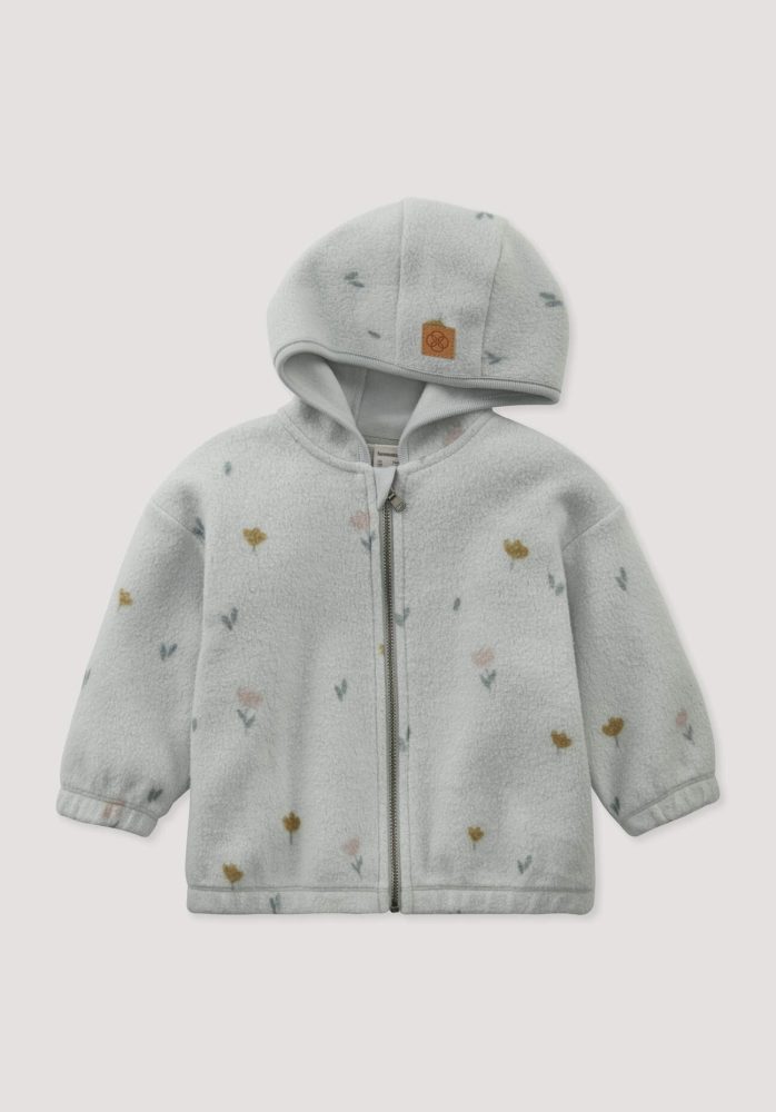 hessnatur Baby Fleece Jacke reiner Bio-Baumwolle - grau Grösse98/104