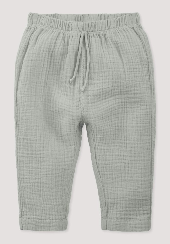 hessnatur Baby Musselin Hose aus Bio-Baumwolle - grau Grösse50/56