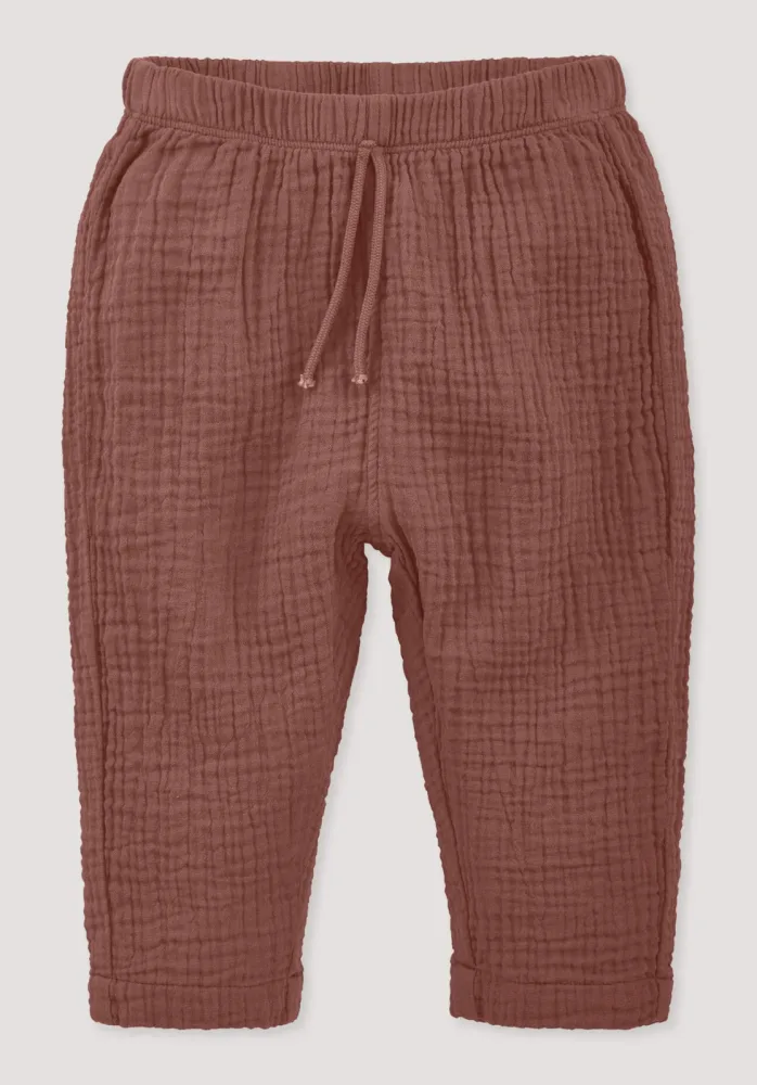 hessnatur Baby Musselin Hose aus Bio-Baumwolle - braun Grösse86/92