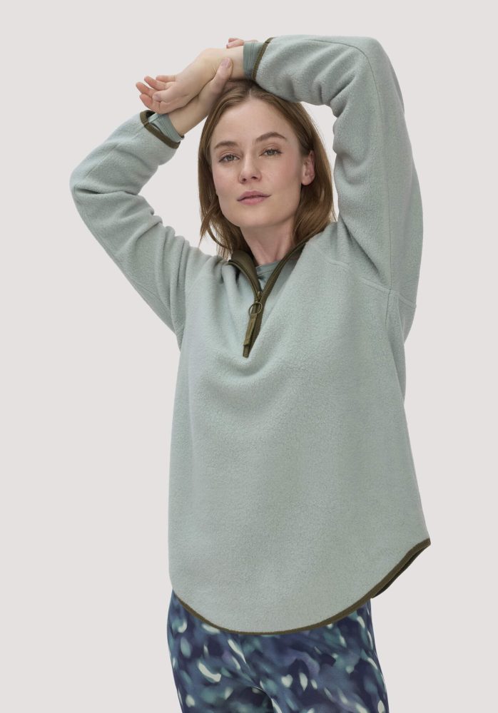 hessnatur Loungewear Fleece Hoodie Relaxed ACTIVE LIGHT aus Bio-Baumwolle - grün GrösseXXL